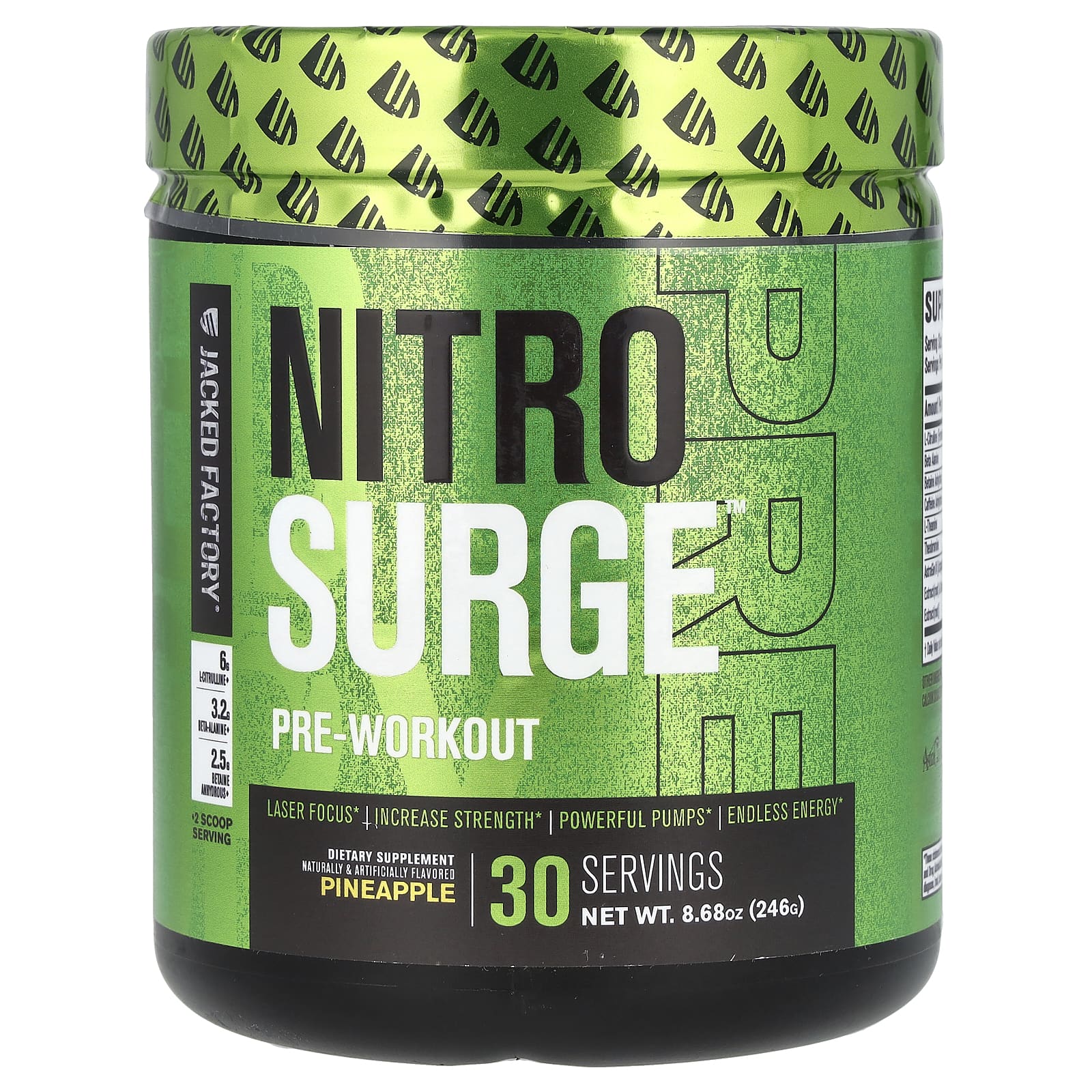 Jacked Factory Nitro Surge Pre-Workout, Pineapple Flavor, 8.68 oz - Image 1