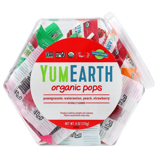 YumEarth, Organic Pops, Pomegranate, Watermelon, Peach, Strawberry , 6 oz (170 g) - Image 1