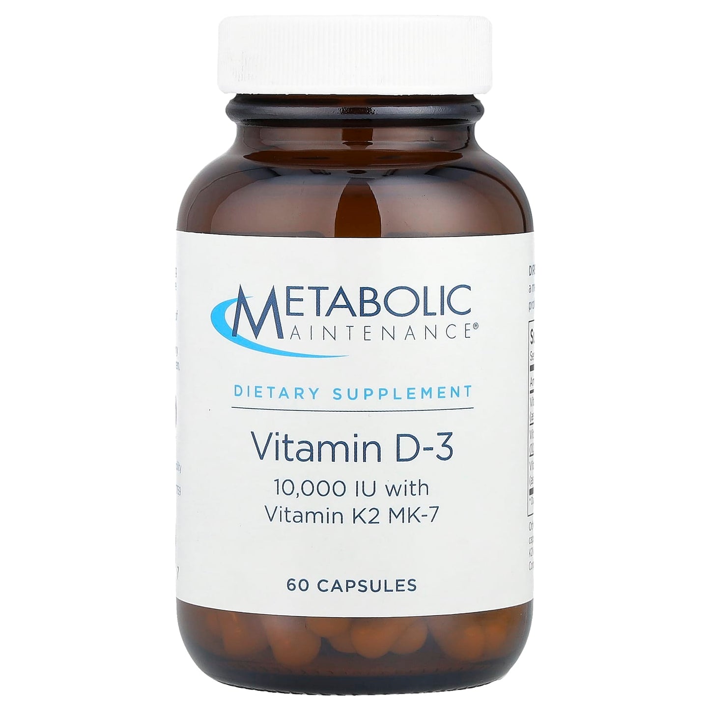 Metabolic Maintenance, Vitamin D-3 with Vitamin K2 MK-7, 60 Capsules - Image 1
