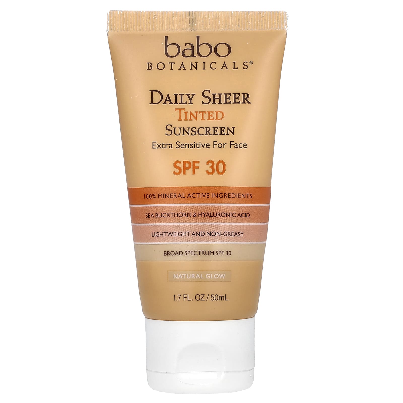 Natural Daily Sheer Tinted Sunscreen by Babo Botanicals, SPF 30, Fragrance Free - Image 1