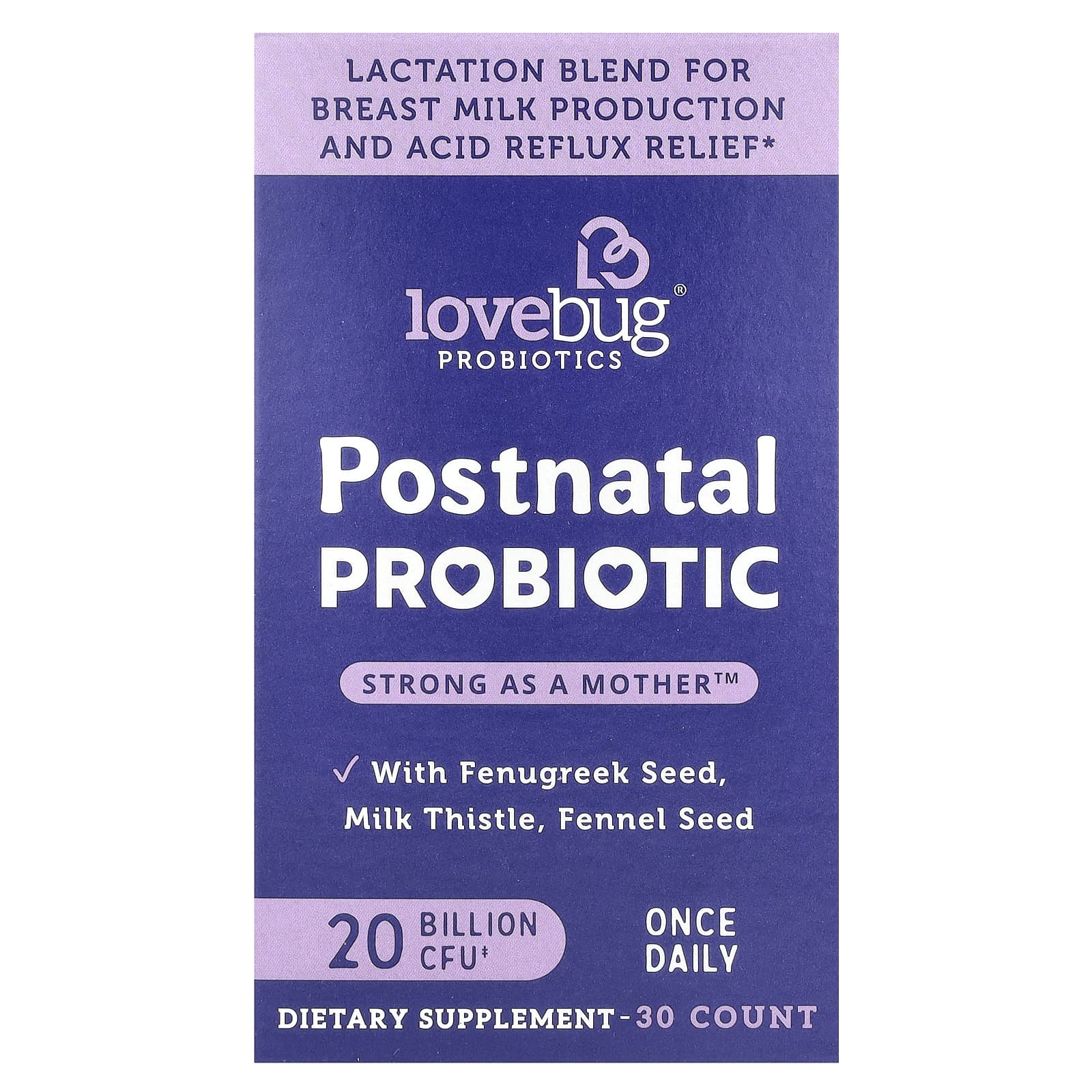 LoveBug Probiotics, Postnatal Probiotic, 20 Billion CFU, 30 Count - Image 1