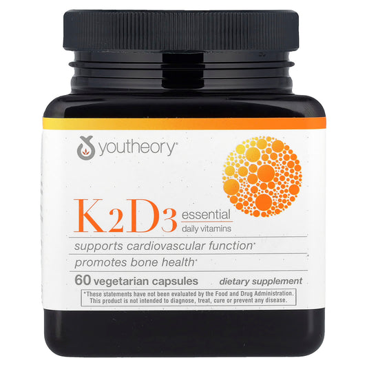 Youtheory, K2D3 Essential Daily Vitamins, 60 Vegetarian Capsules - Image 1