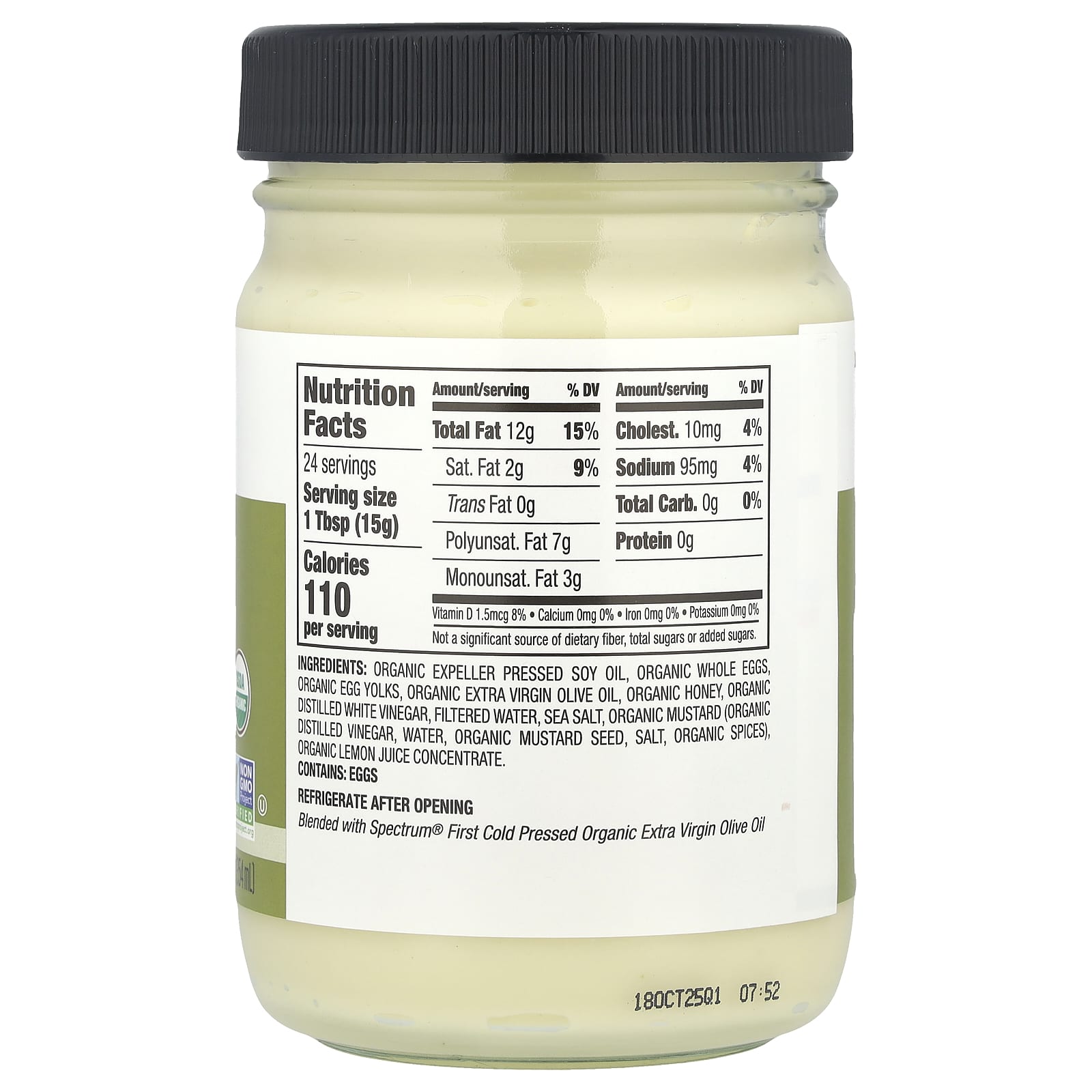 Spectrum Culinary, Organic Mayonnaise Blended With Extra Virgin Olive Oil, 12 fl oz (354 ml) - Image 2