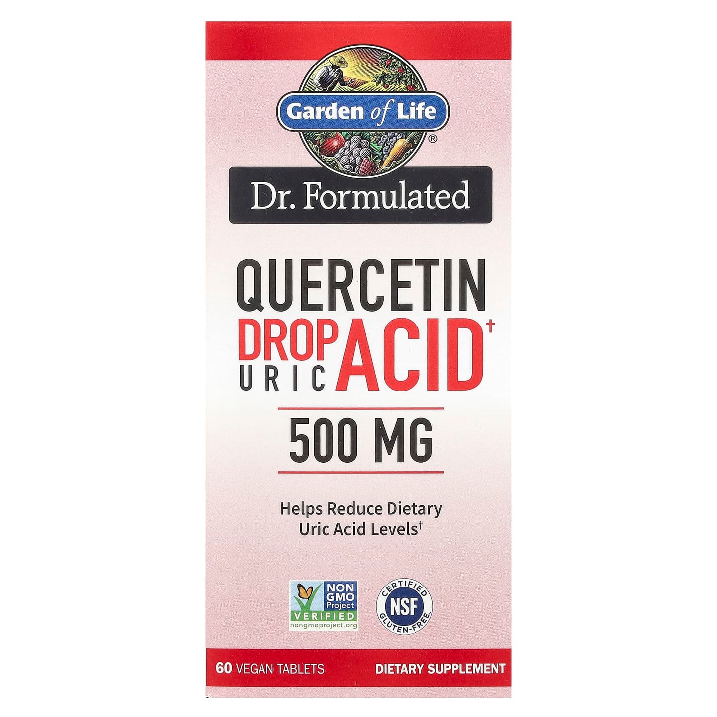 Quercetin Drop Uric Acid Supplement, 500mg, 60 Vegan Tablets - Image 1
