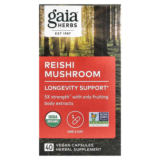 Reishi Mushroom Supplement by Gaia Herbs - 40 Capsules - Image 1