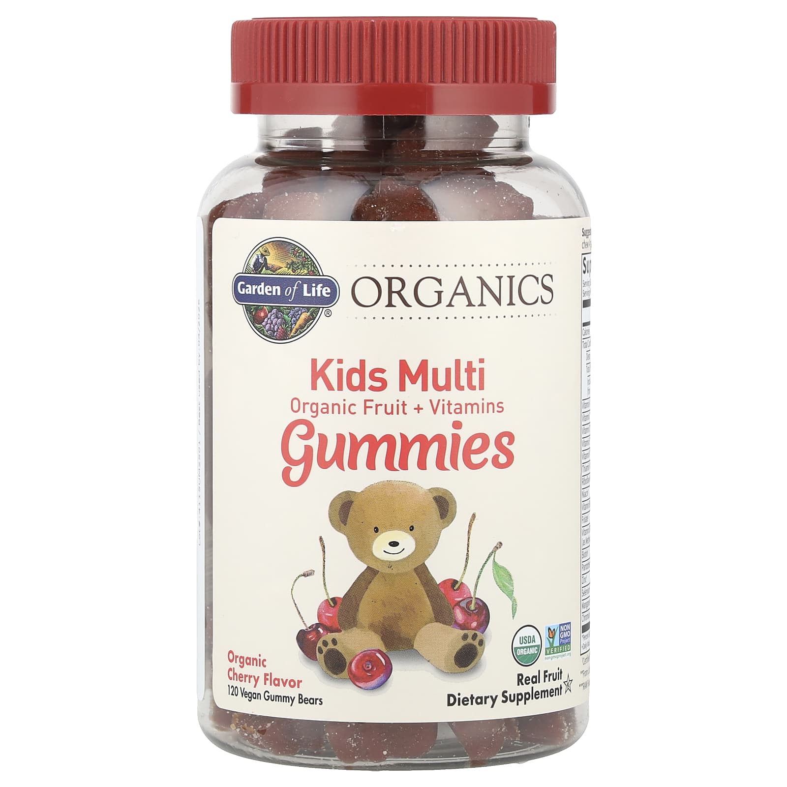 Garden of Life Kids Multi Gummies, USDA Organic, Vegan Cherry - Image 1
