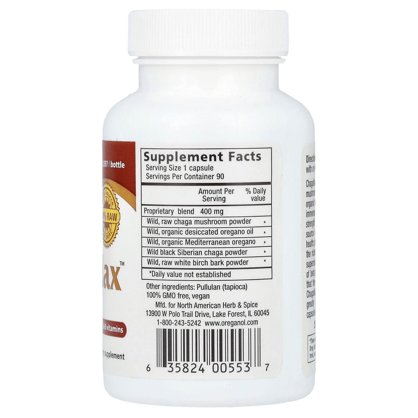 North American Herb & Spice, Raw ChagaMax™, 90 Vegi Caps - Image 2