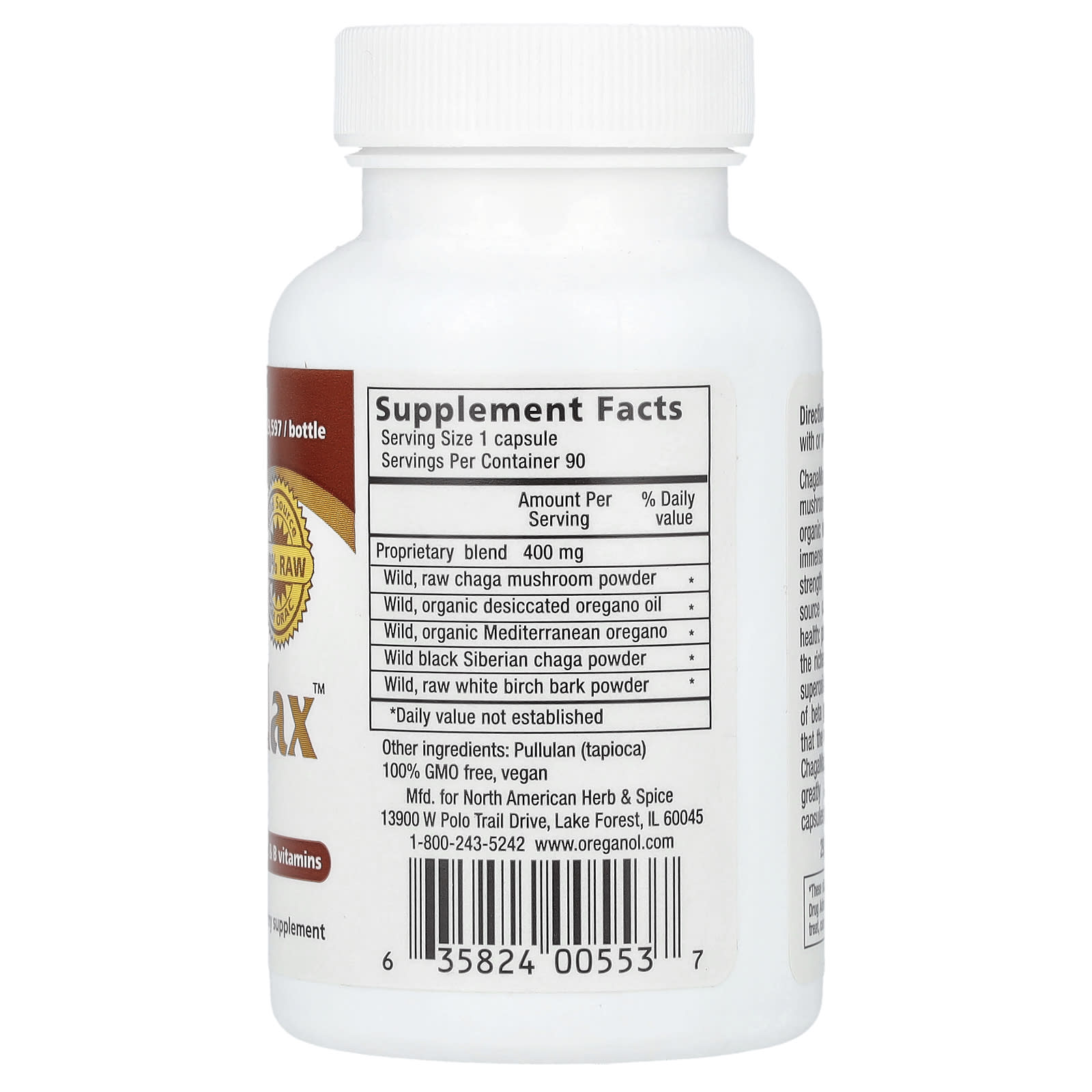 North American Herb & Spice, Raw ChagaMax™, 90 Vegi Caps - Image 2