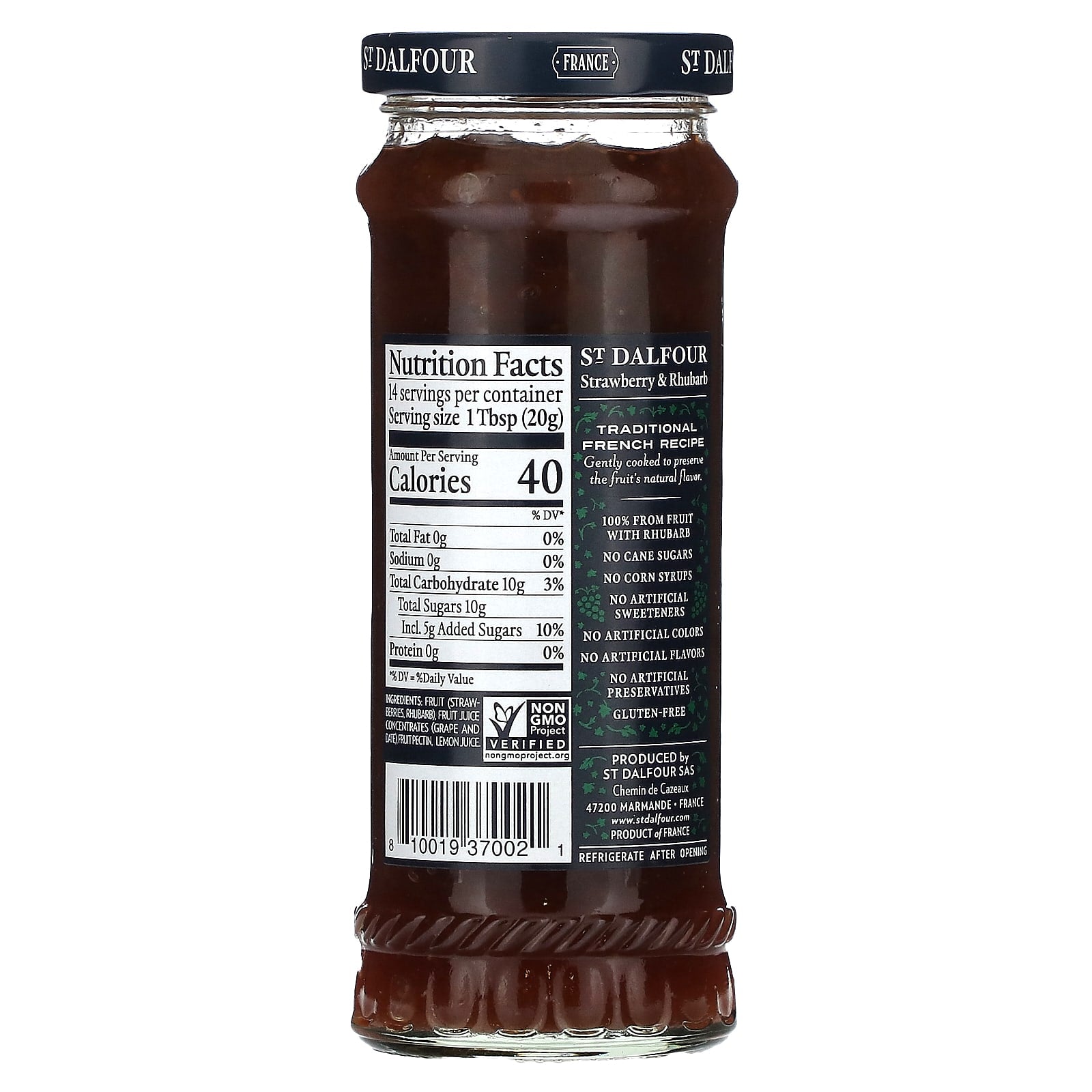 St. Dalfour, Strawberry & Rhubarb Fruit Spread ,  10 oz (284 g) - Image 2