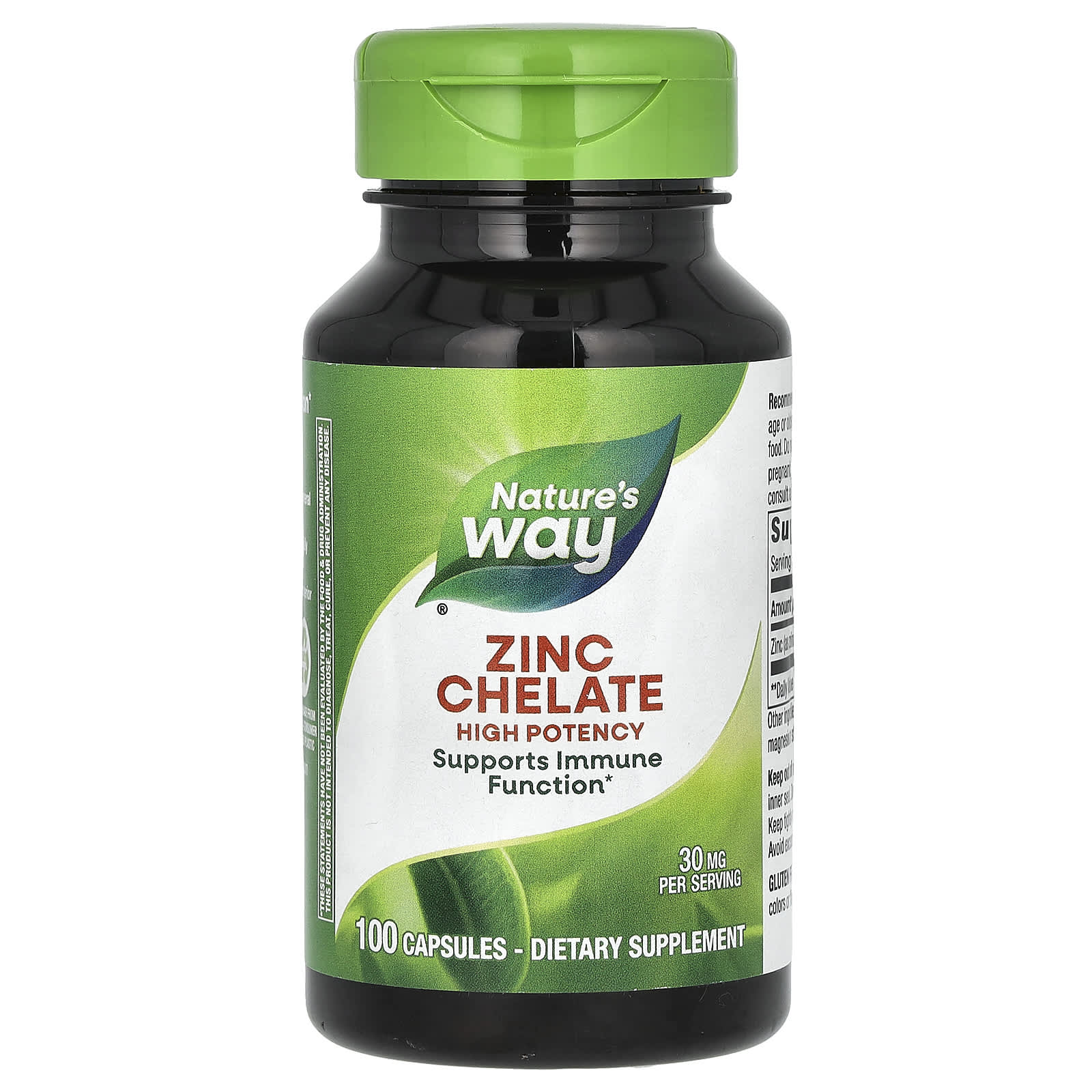 Nature's Way, Zinc Chelate, 30 mg, 100 Capsules - Image 1
