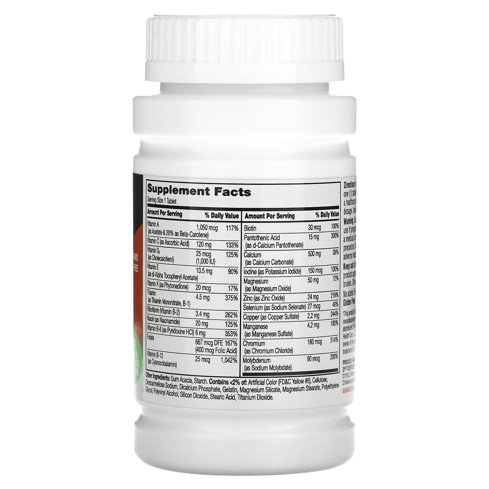 Women's 50+ Multivitamin Multimineral Supplement, 100 Tablets by 21st Century - Image 2