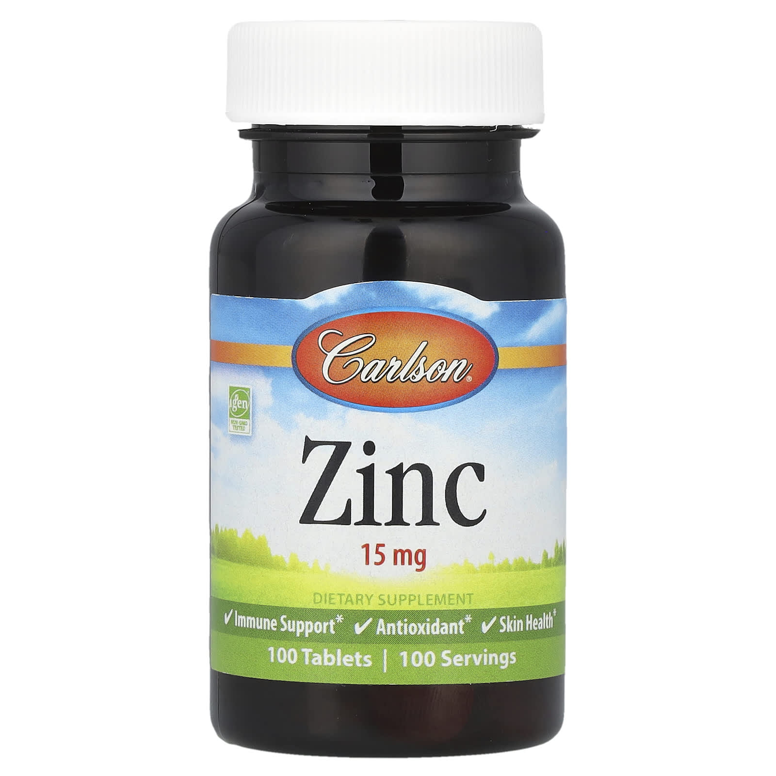 Carlson Zinc 15mg Immune Support & Skin Health Supplements - 100 Tablets - Image 1