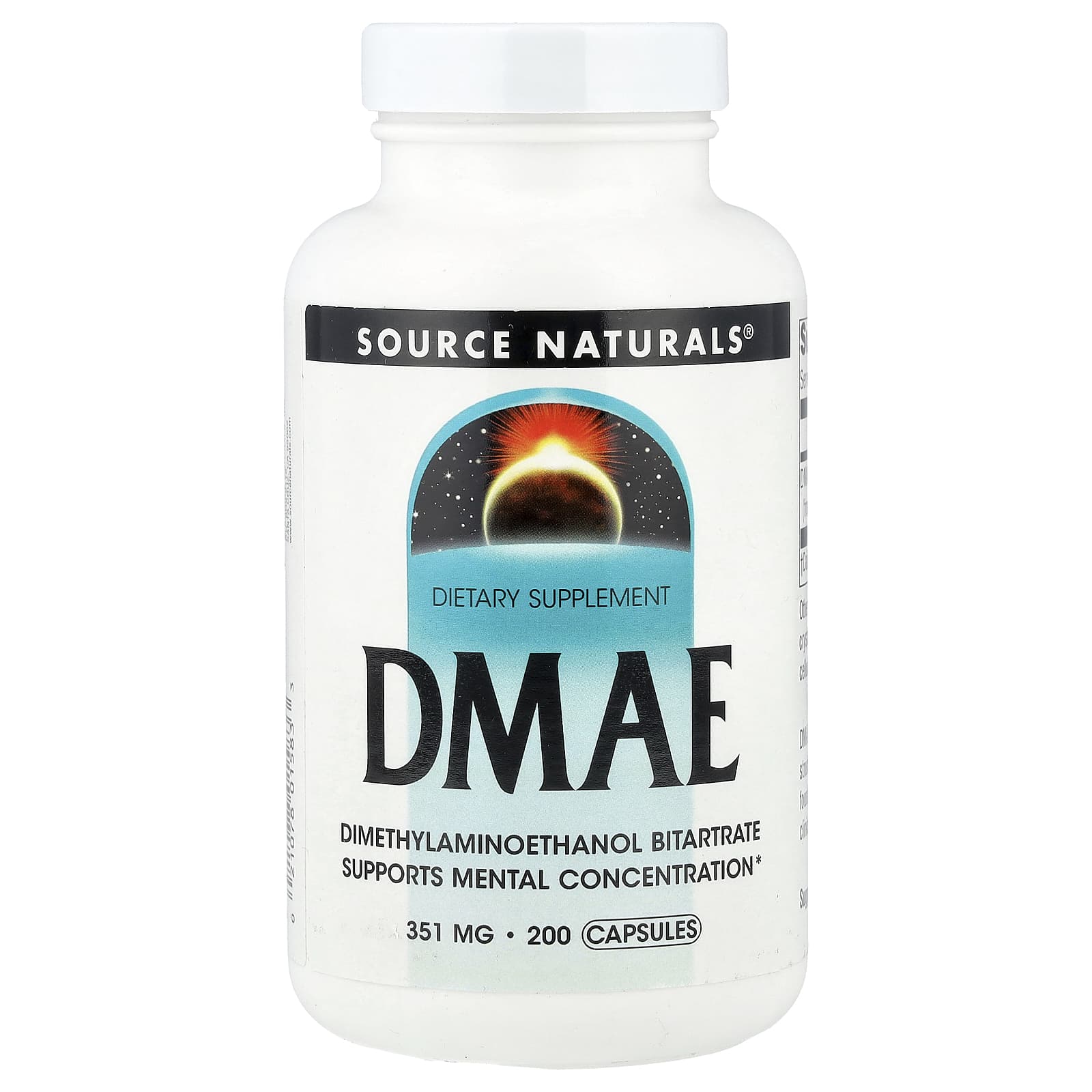 Source Naturals, DMAE, 351 mg, 200 Capsules - Image 1
