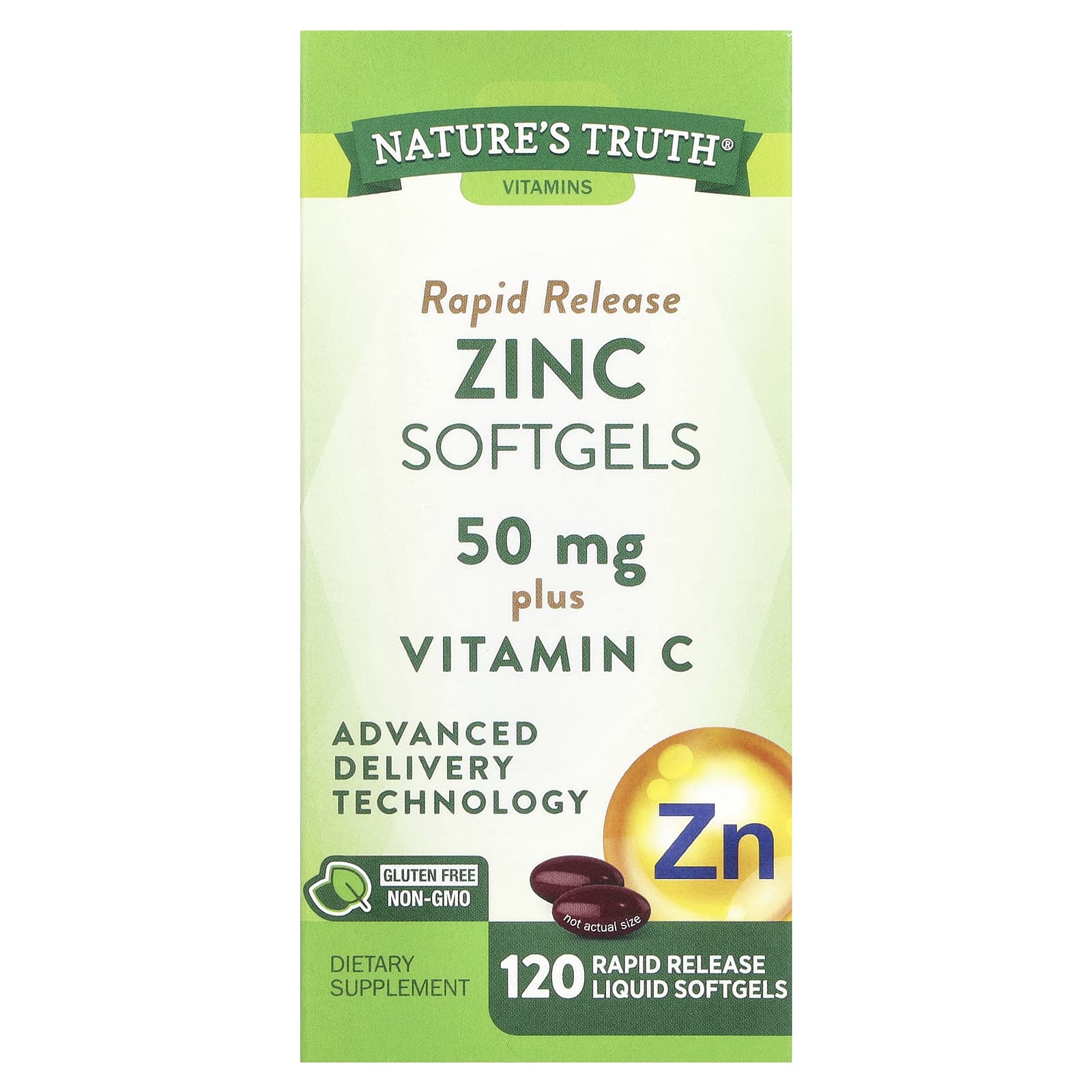 Nature's Truth, Zinc Plus Vitamin C, Rapid Release , 120 Rapid Release Liquid Softgels - Image 1