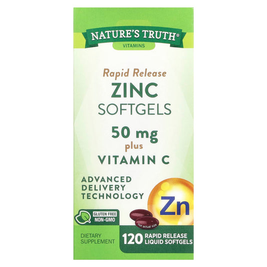 Nature's Truth, Zinc Plus Vitamin C, Rapid Release , 120 Rapid Release Liquid Softgels - Image 1