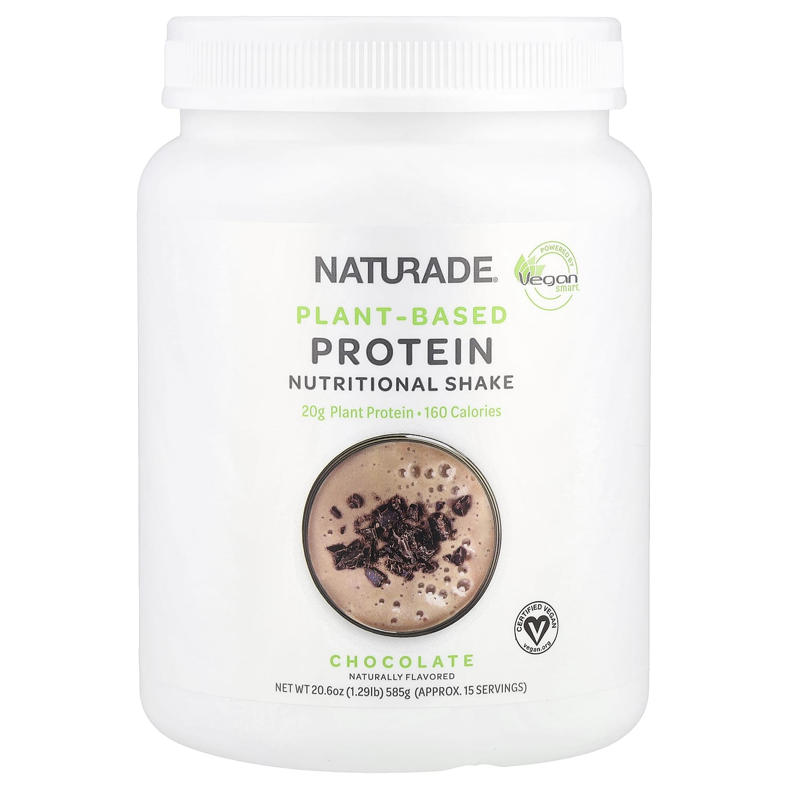 VeganSmart, Plant-Based Protein Nutritional Shake, Chocolate, 1.29 lb, (585 g) - Image 1