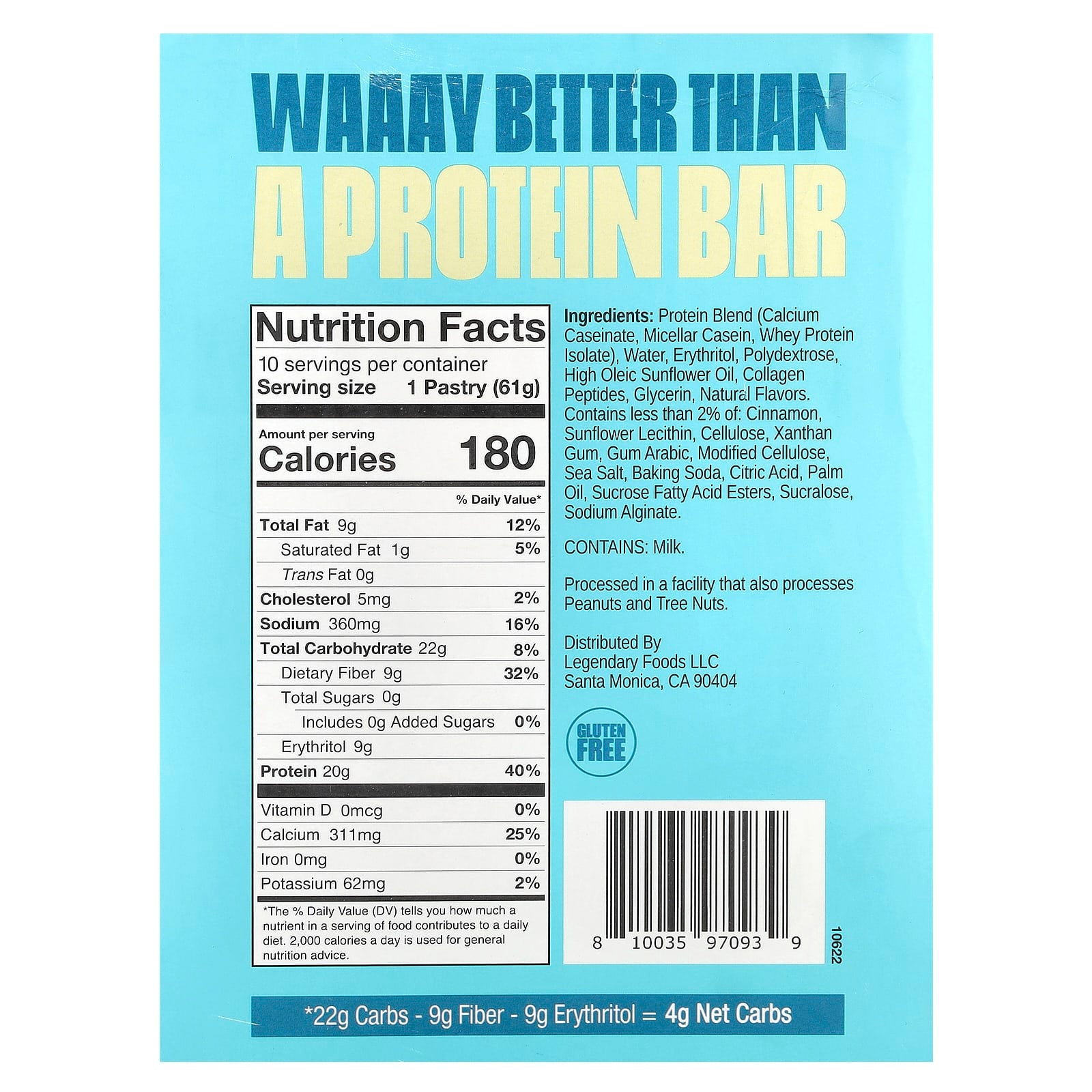 Legendary Foods, Protein Pastry, Brown Sugar Cinnamon, 10 Pack, 2.2 oz (61 g) Each - Image 2