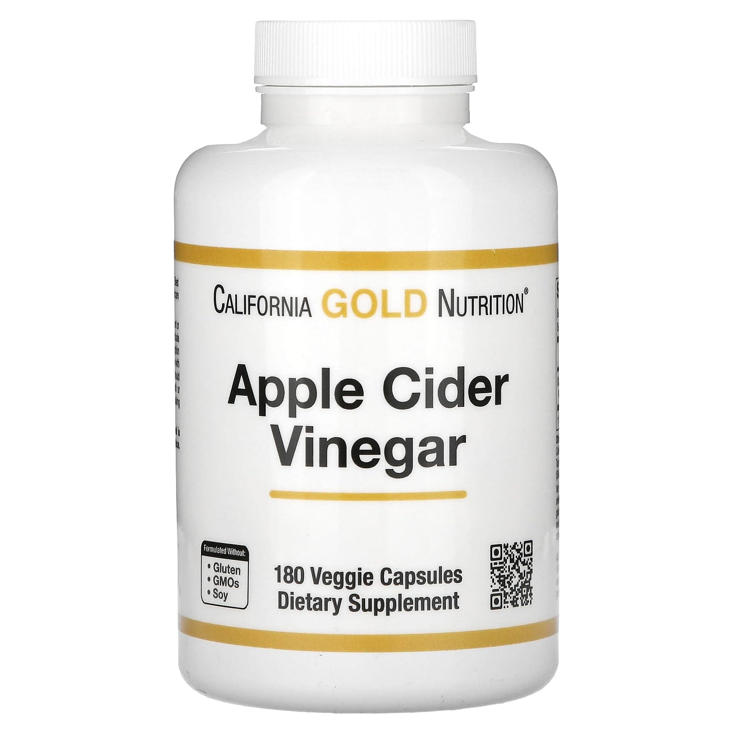 <strong>California Gold Nutrition Apple Cider Vinegar Supplement</strong> - 180 Veggie Capsules (450 mg per Capsule) - Image 1