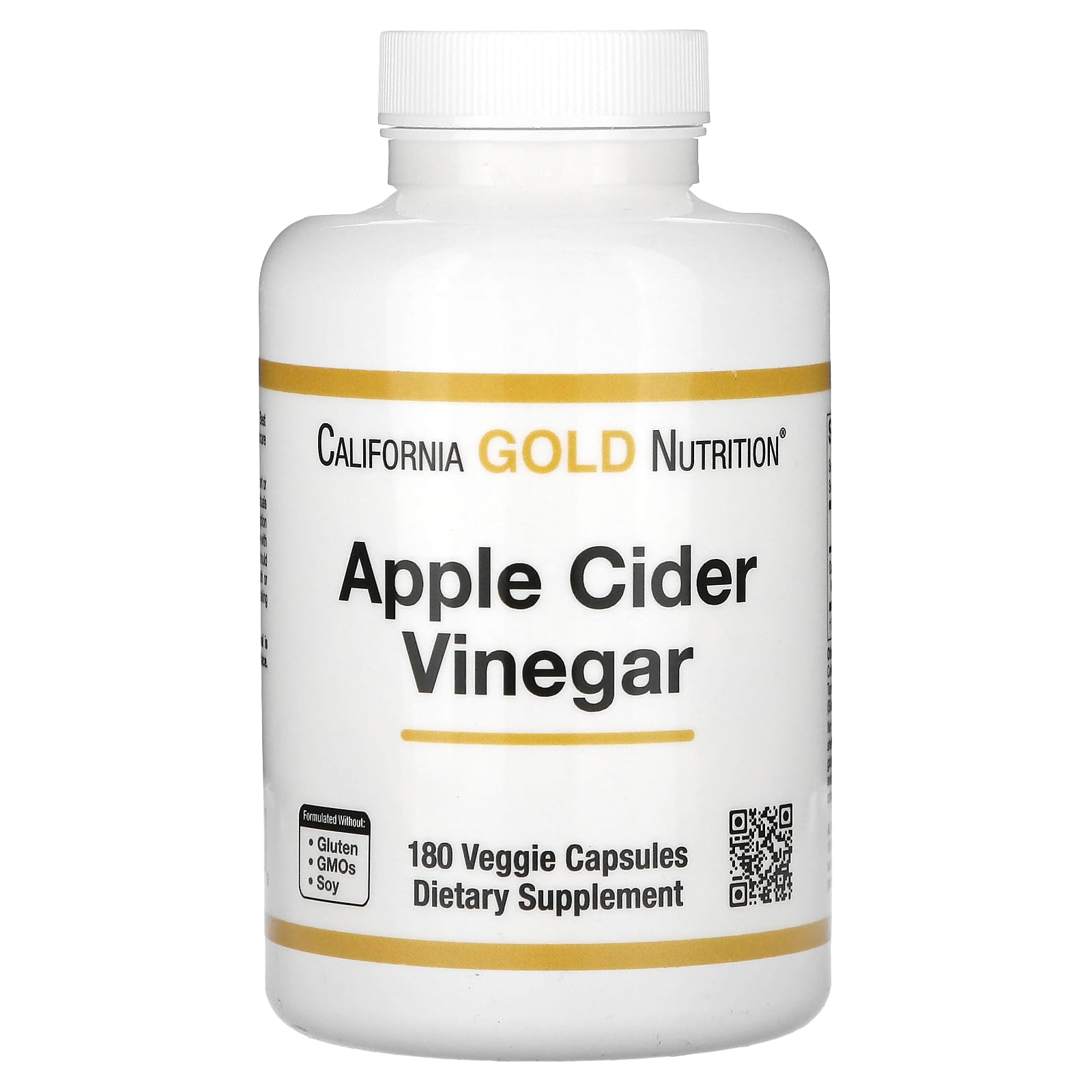<strong>California Gold Nutrition Apple Cider Vinegar Supplement</strong> - 180 Veggie Capsules (450 mg per Capsule) - Image 1