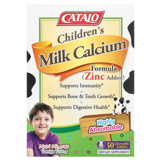 CATALO, Children's Milk Calcium Formula, Zinc, 50 Chewable Tablets