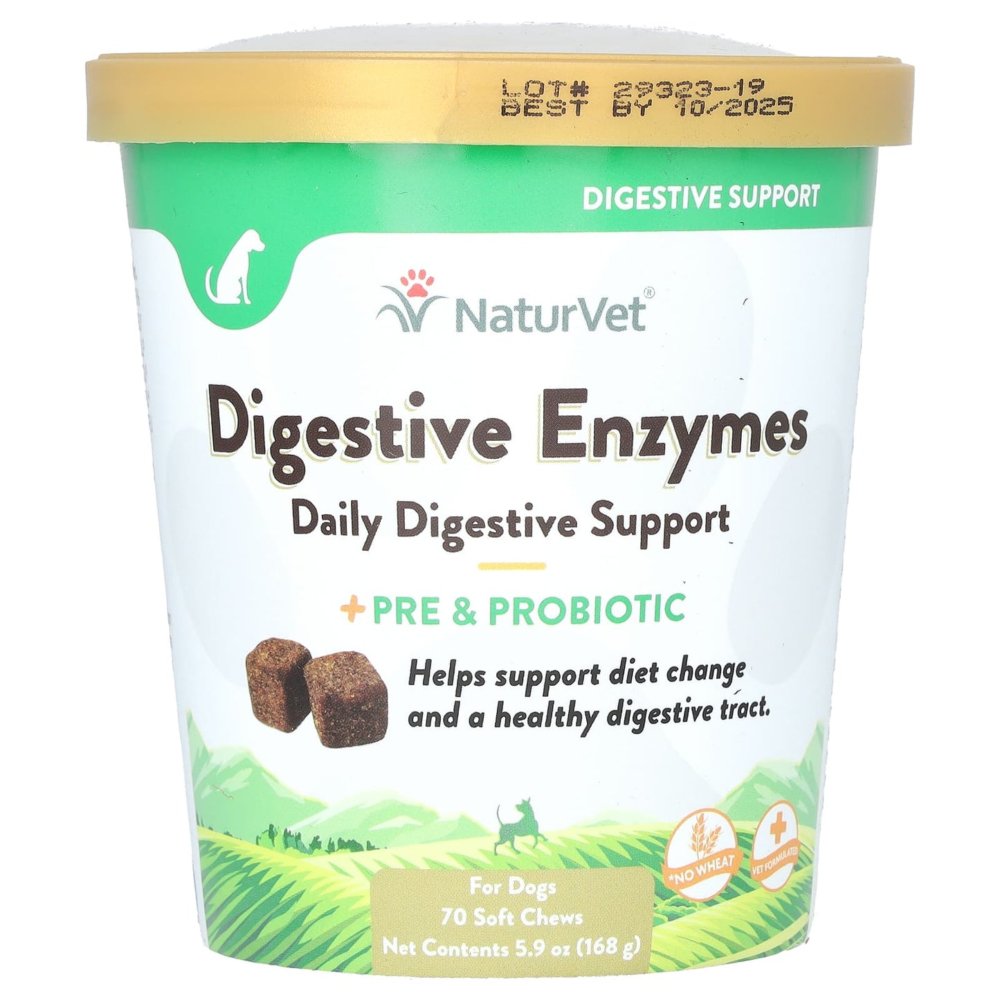 NaturVet, Digestive Enzymes Daily Digestive Support + Pre and Probiotic, For Dogs, 70 Soft Chews, 5.9 oz (168 g) - Image 1