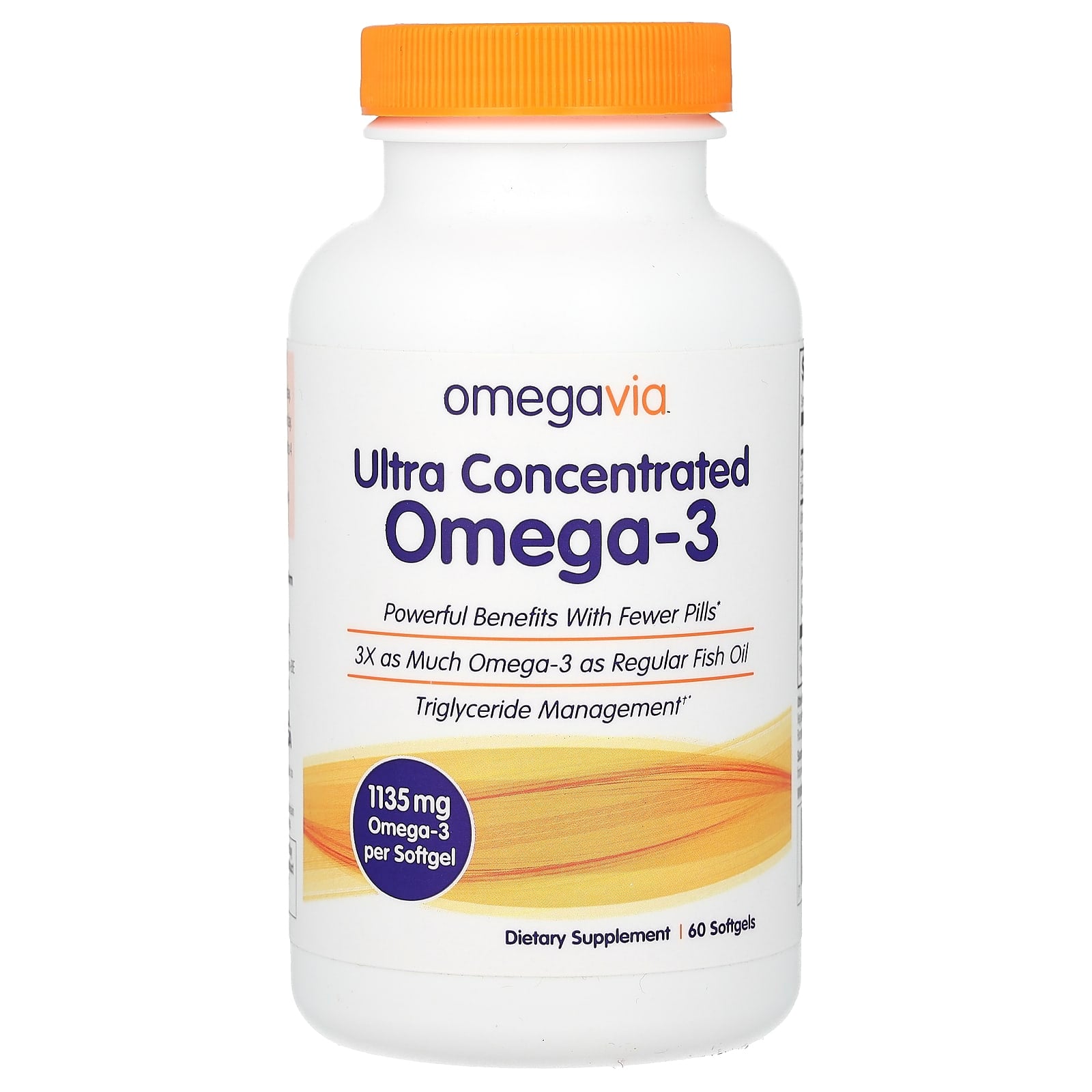 OmegaVia, Ultra Concentrated Omega-3, 1,135 mg, 60 Softgels - Image 1
