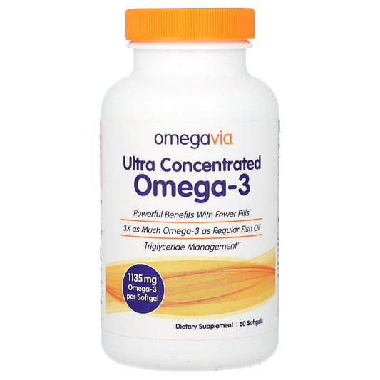 OmegaVia, Ultra Concentrated Omega-3, 1,135 mg, 60 Softgels - Image 1