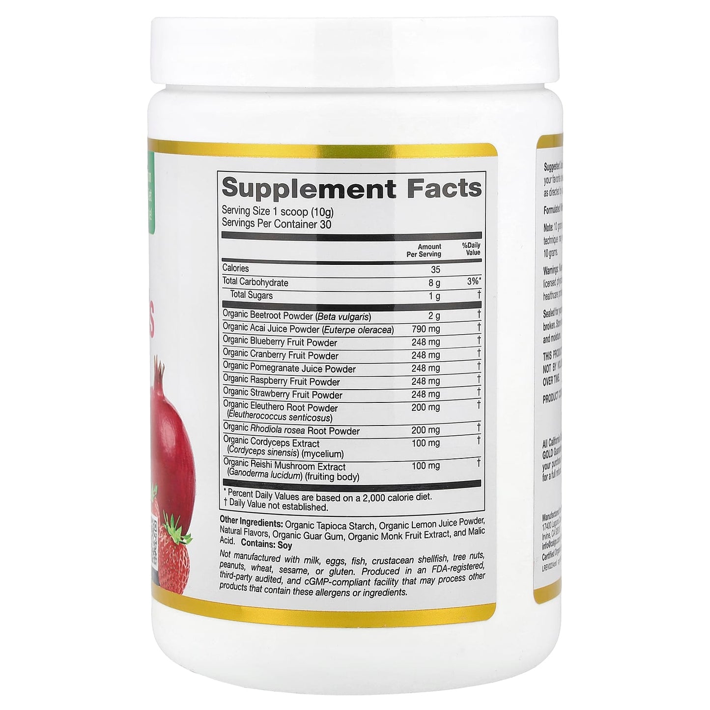 California Gold Nutrition Organic Red Superfoods Powder with Acai, Blueberry, Cranberry & Pomegranate - Image 2