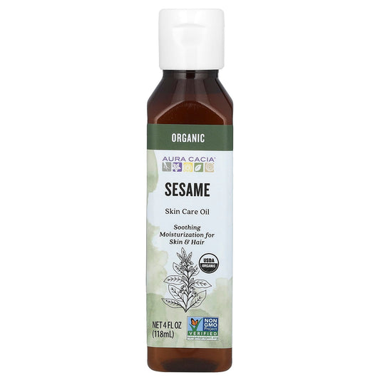 Soothe & Moisturize with Aura Cacia Organic Sesame Skin Care Oil - 4 fl oz - Image 1
