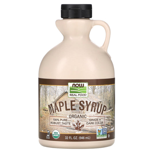 NOW Foods, Real Food, Organic Maple Syrup, Grade A, Dark Color, 32 fl oz (946 ml) - Image 1