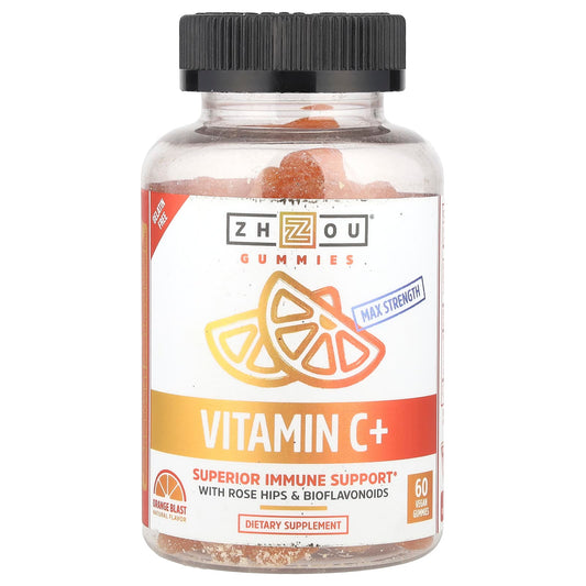 Zhou Nutrition, Vitamin C+, Orange Blast, 60 Vegan Gummies - Image 1