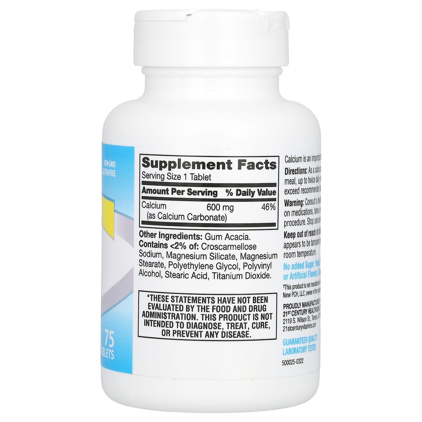 21st Century Calcium Supplement 600mg (75 Tablets) - Image 2