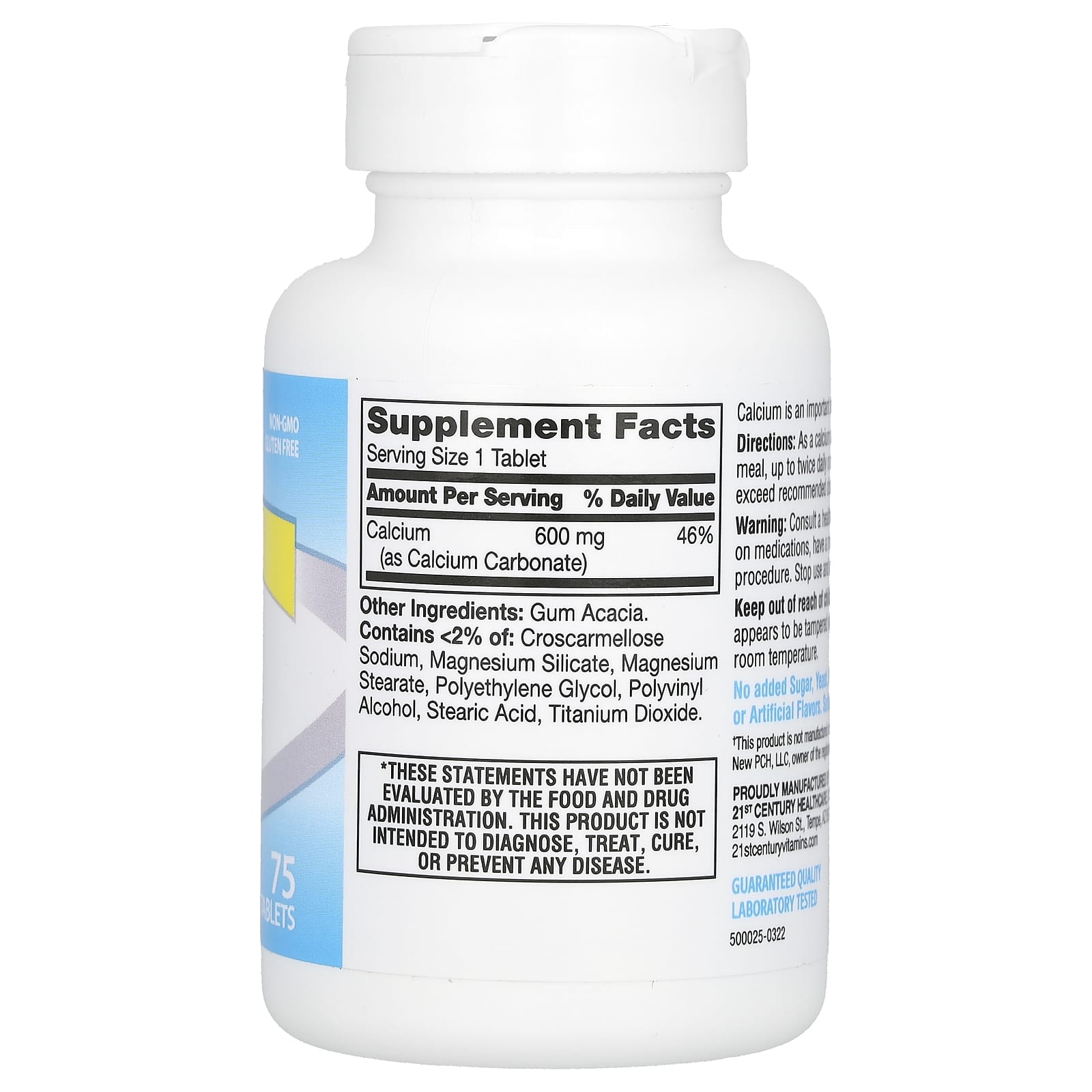 21st Century Calcium Supplement 600mg (75 Tablets) - Image 2