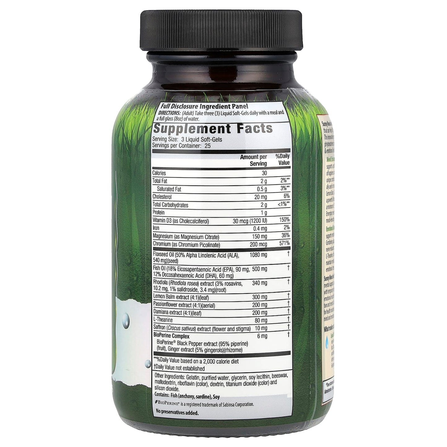 Rhodiola Mood Support with Saffron & Vitamin D3 - Liquid Soft-Gels - Image 2