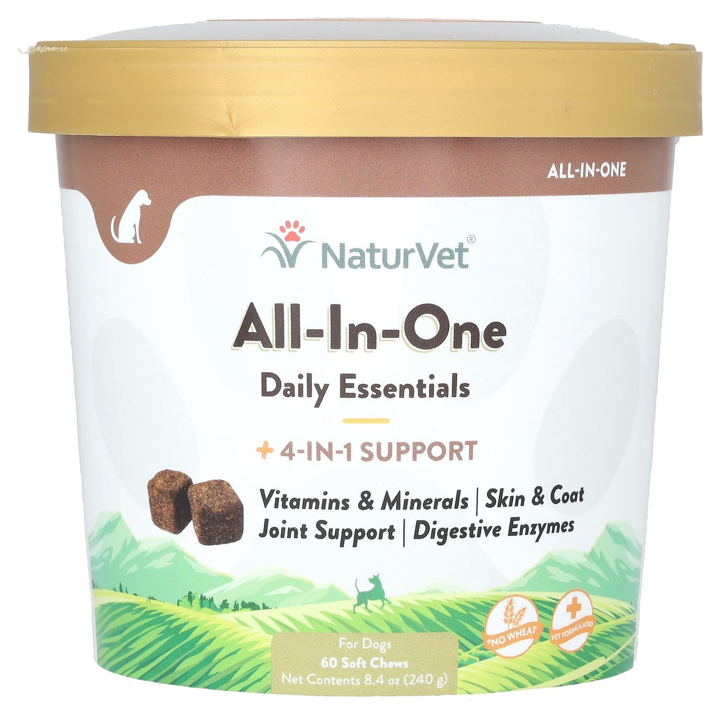 NaturVet, All-In-One, Daily Essentials + 4-In-1 Support, For Dogs, 60 Soft Chews, 8.4 oz (240 g) - Image 1