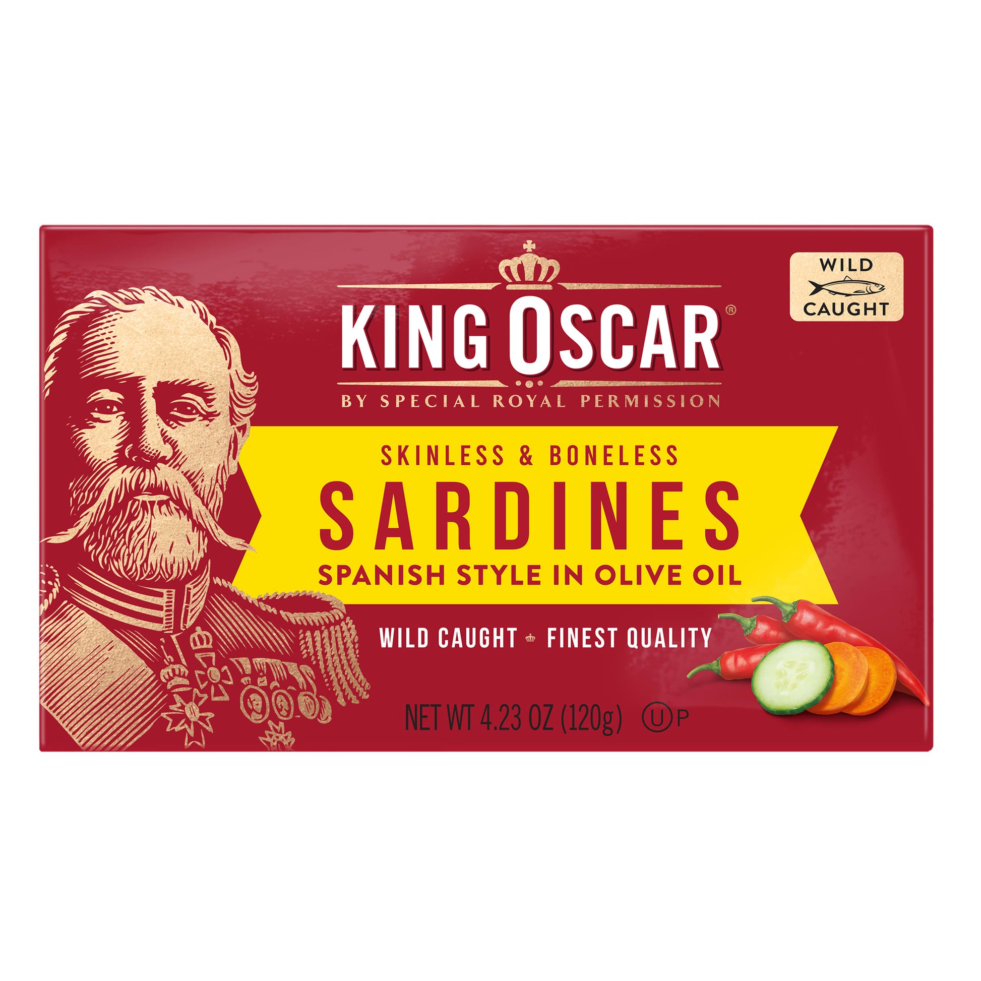 King Oscar, Skinless & Boneless Sardines, Spanish Style Chili Pepper & Olive Oil, 4.23 oz (120 g) - Image 1