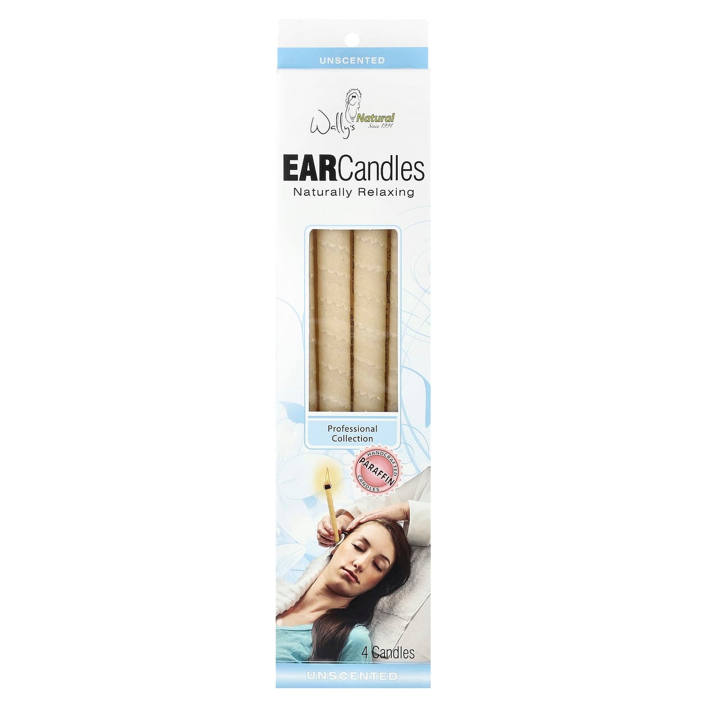 Wally's Natural, Professional Collection Paraffin Ear Candles, Unscented, 4 Candles - Image 1