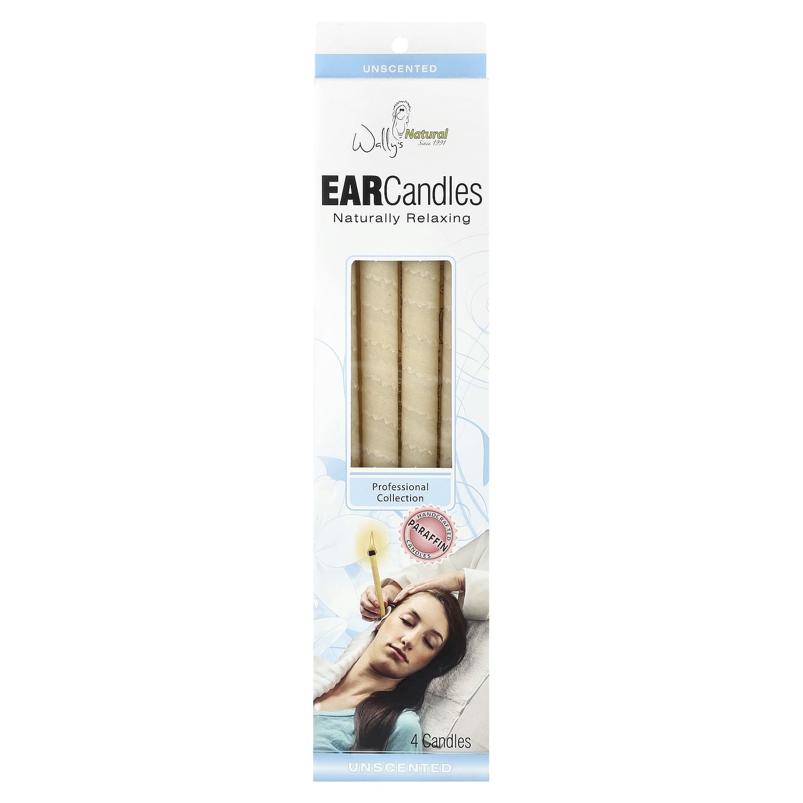 Wally's Natural, Professional Collection Paraffin Ear Candles, Unscented, 4 Candles - Image 1