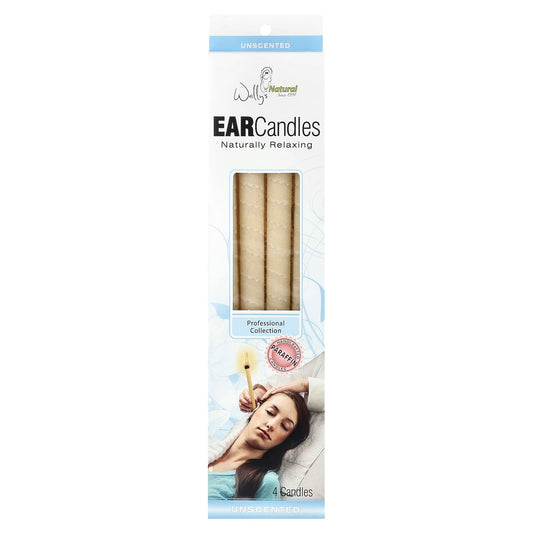 Wally's Natural, Professional Collection Paraffin Ear Candles, Unscented, 4 Candles - Image 1