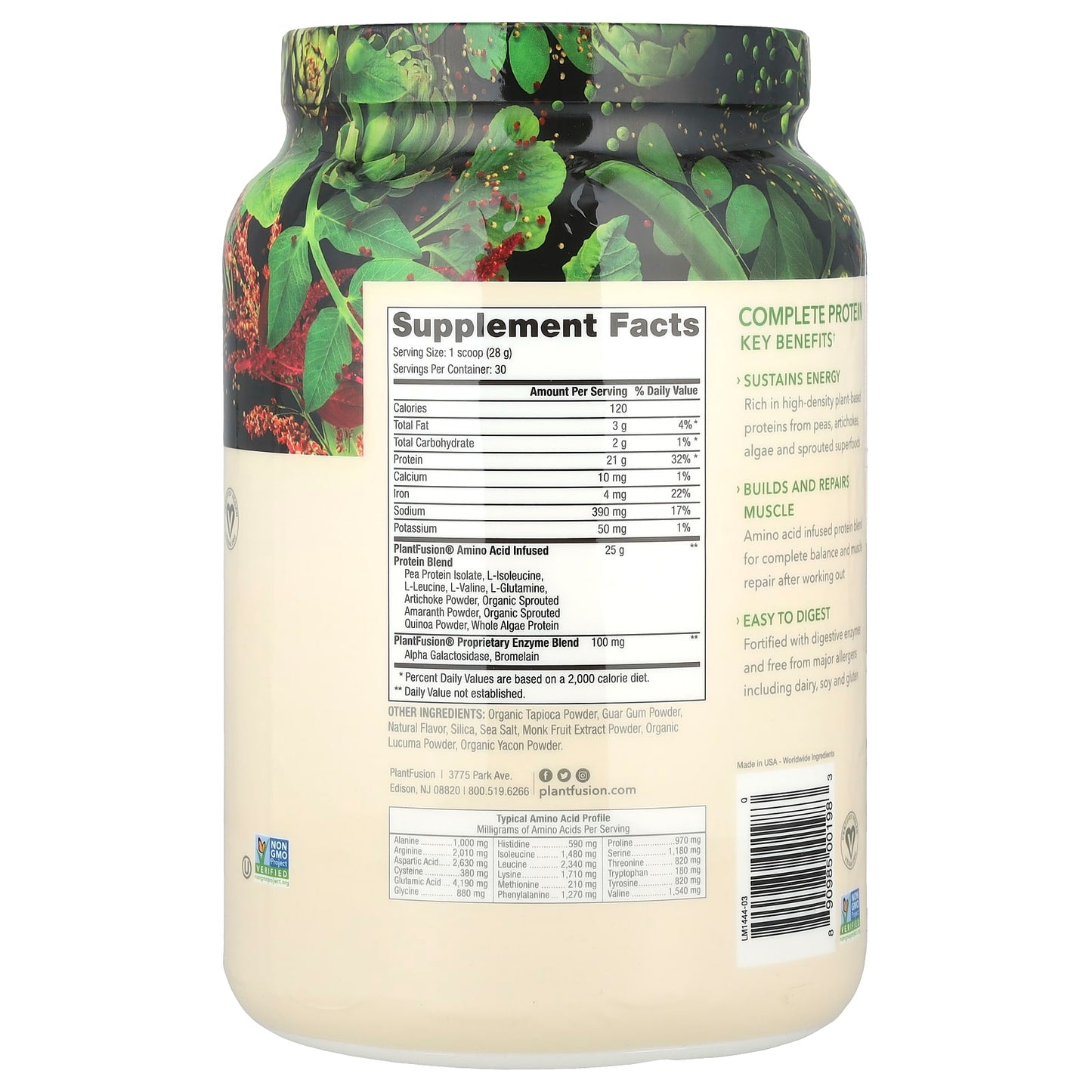 PlantFusion, Complete Protein, Natural, 1.85 lb (840 g) - Image 2