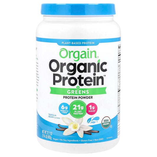 Orgain, Organic Protein™ + Greens Protein Powder, Plant-Based, Vanilla Bean, 1.94 lb (882 g) - Image 1