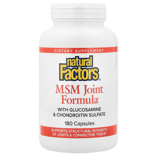Natural Factors, MSM Joint Formula with Glucosamine & Chondroitin Sulfate, 180 Capsules - Image 1