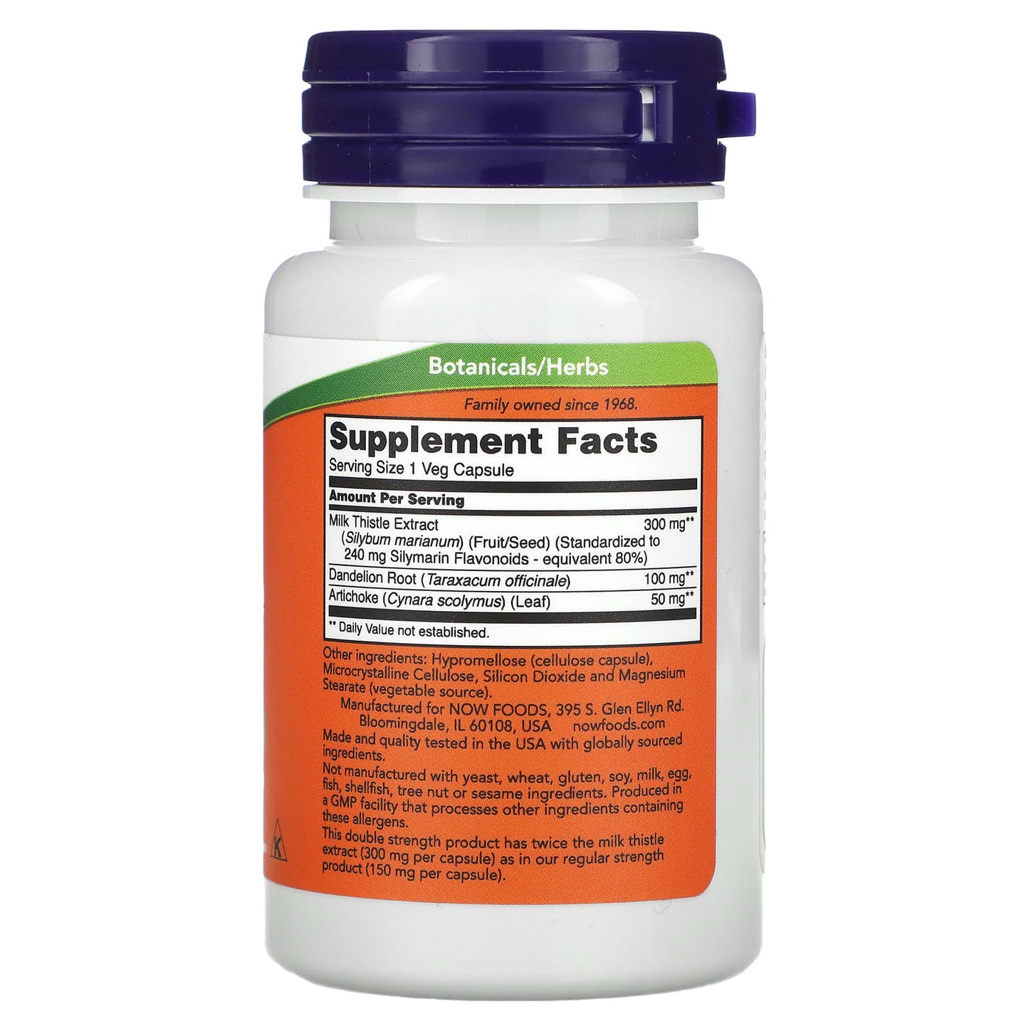 NOW Foods, Milk Thistle, Double Strength, 300 mg, 50 Veg Capsules - Image 2