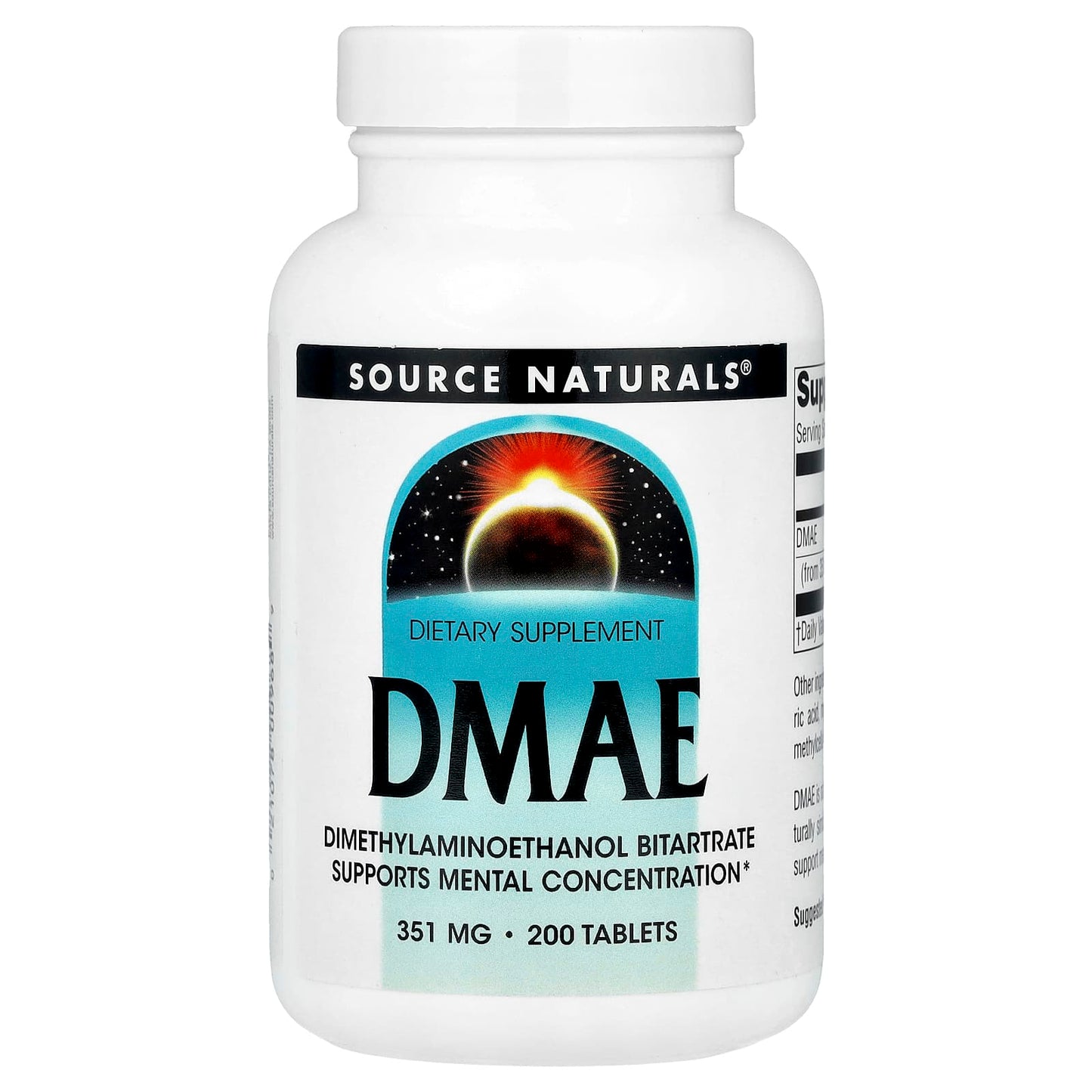 Source Naturals, DMAE, 351 mg, 200 Tablets - Image 1