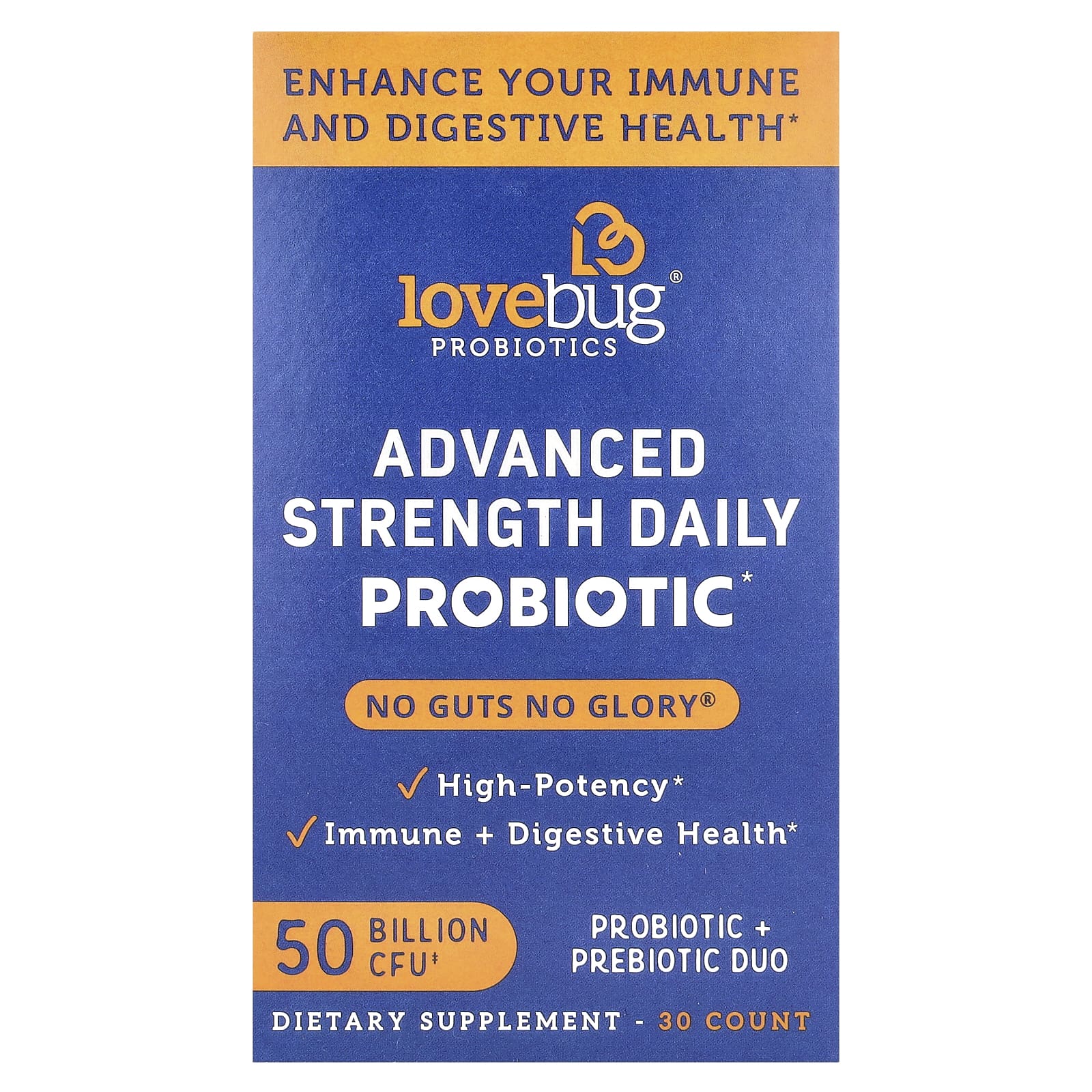 LoveBug Probiotics, Advanced Strength Daily Probiotic, 50 Billion CFU, 30 Count - Image 1