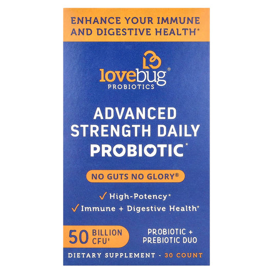 LoveBug Probiotics, Advanced Strength Daily Probiotic, 50 Billion CFU, 30 Count - Image 1