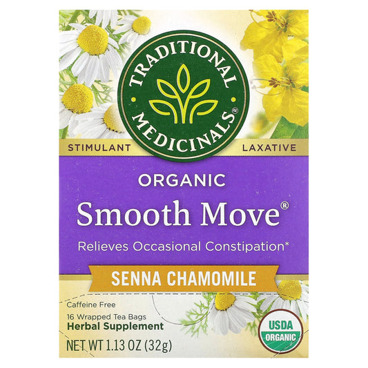 Traditional Medicinals, Organic Smooth Move®, Senna Chamomile, Caffeine Free, 16 Wrapped Tea Bags, 1.13 oz (32 g) - Image 1