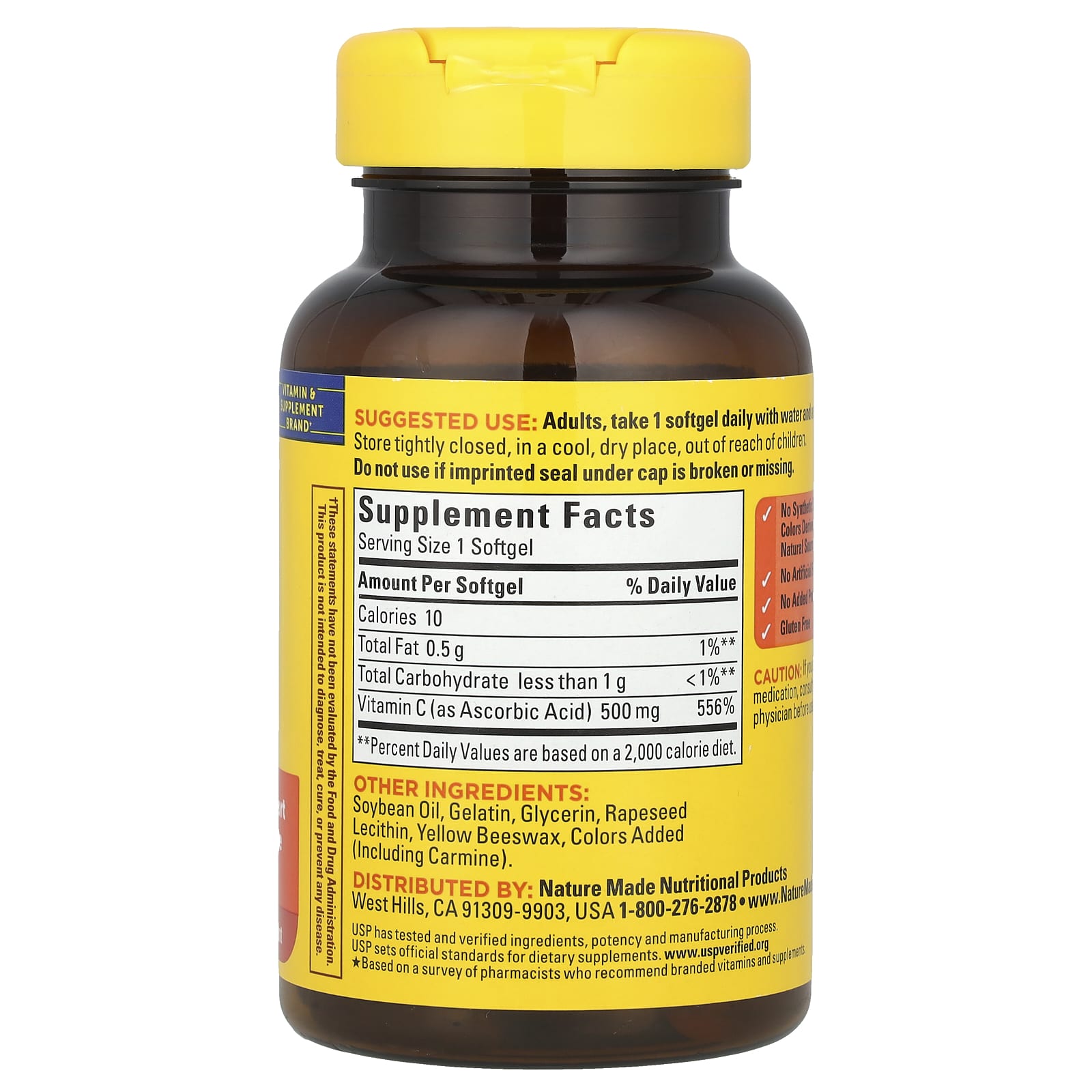 Nature Made, Vitamin C, 500 mg, 60 Softgels
