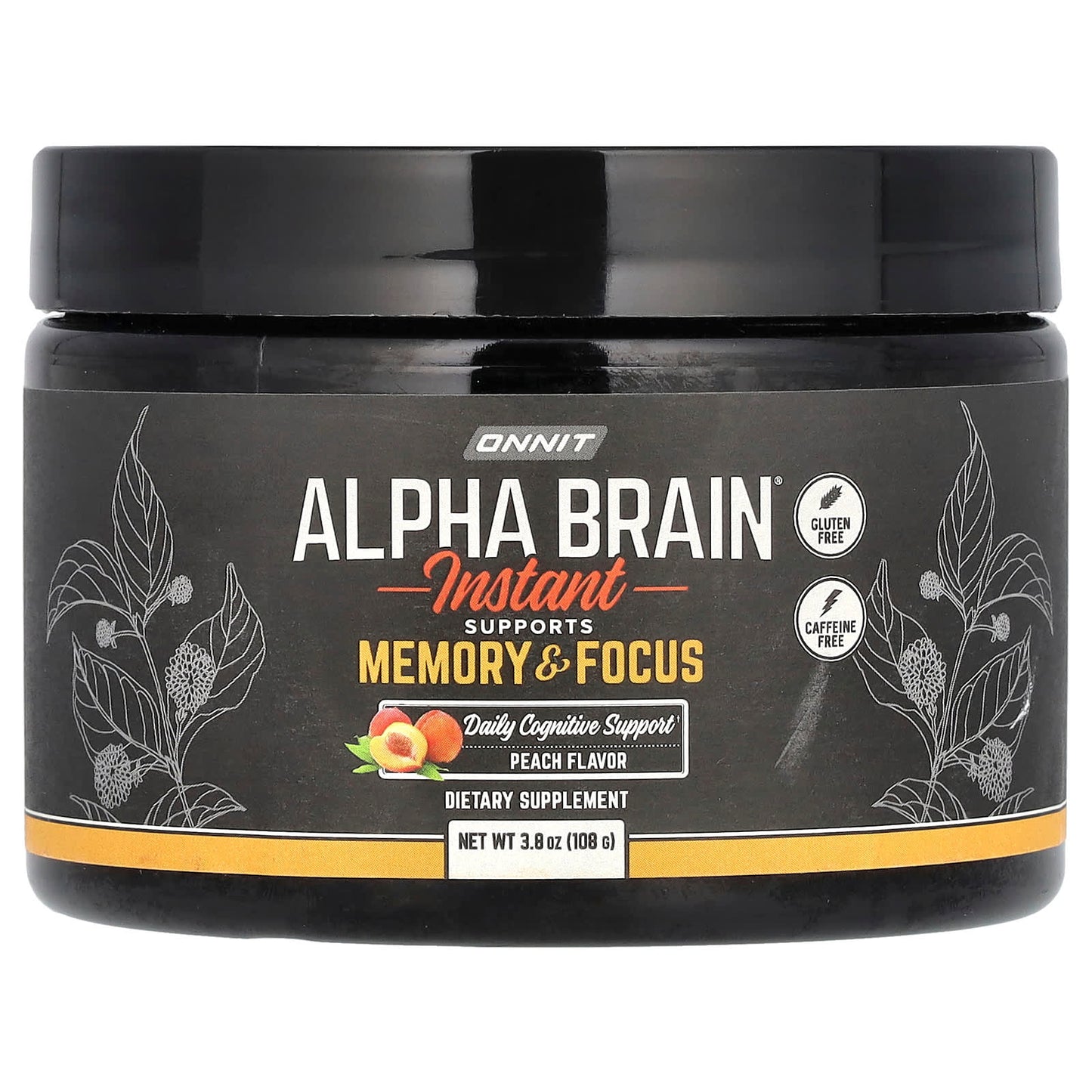 Onnit, Alpha Brain Instant, Caffeine Free, Peach , 3.8 oz (108 g) - Image 1