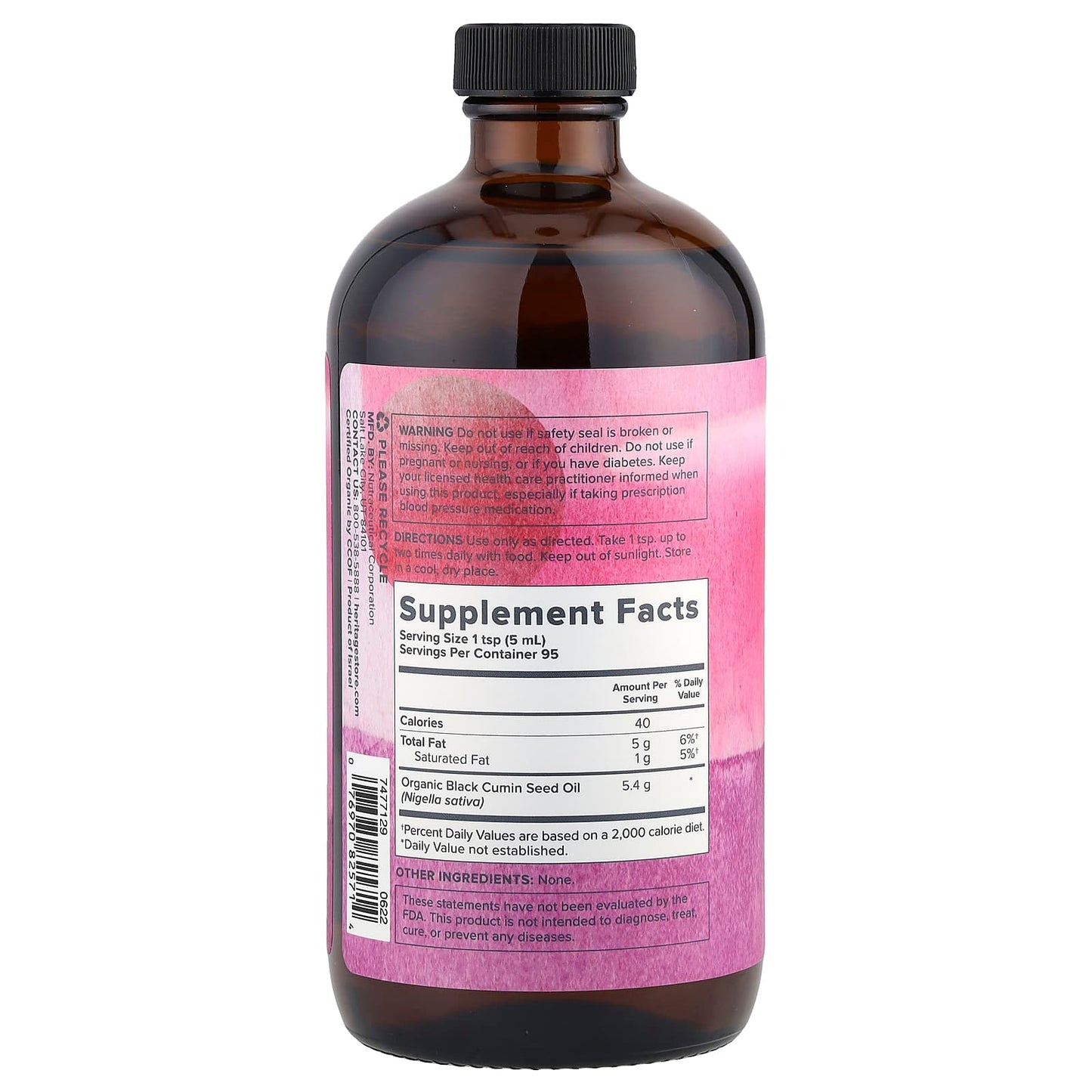 Heritage Store Organic Black Seed Oil, 16 fl oz (473 ml) - Image 2